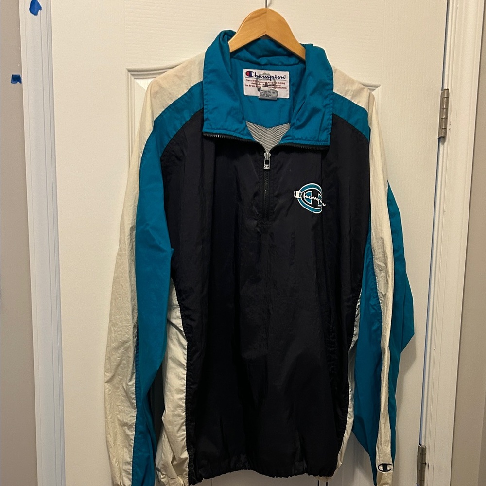 Retro 90’s Champion Men's Teal and Black Windbreaker